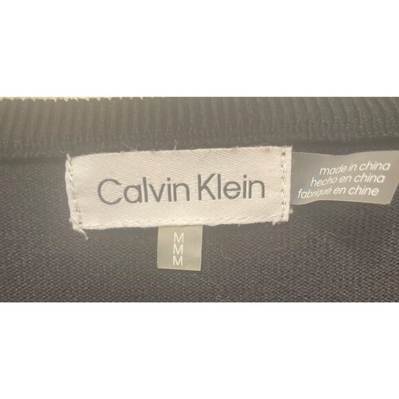 Calvin Klein Black Sweater With Sheer Polka Dot Sleeves M Elegant Holiday Party - Picture 3 of 6